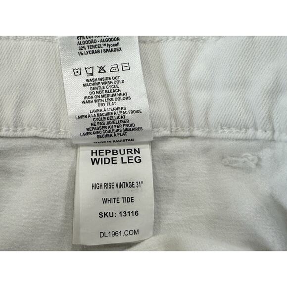 DL1961 Hepburn Wide Leg Jeans White Tide High Rise Vintage Denim Size 31 - Picture 8 of 8